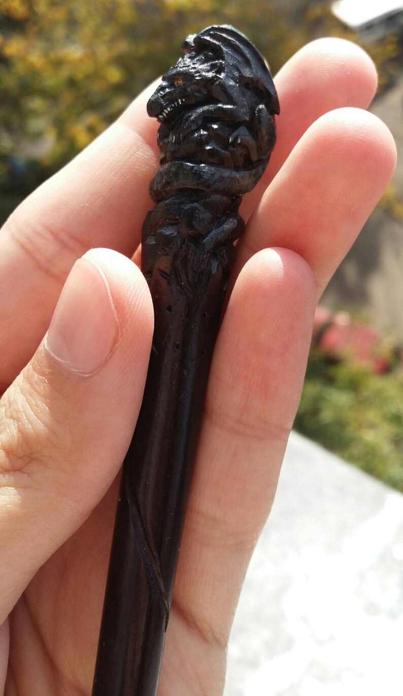 carved hair barrette hair chopsticks wooden hair sticks for hair Hair stick with dragon Hair accessories with dragon bun holder