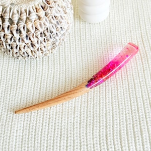 Wooden Hair Stick with flowers ~ Purple Flower Hair Pin ~ Floral Curved Hair Stick ~ Hair Accessories for women ~ Anniversary Gift for her