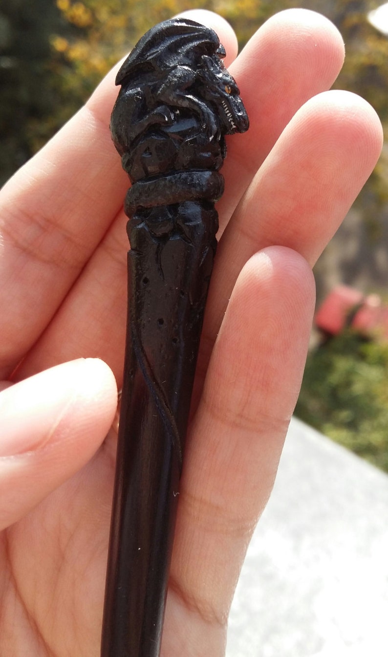 carved hair barrette hair chopsticks wooden hair sticks for hair Hair stick with dragon Hair accessories with dragon bun holder