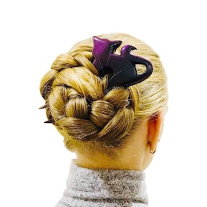 Hair Pin Purple Cat, Wooden Hair Clip, Cat Lover Gift, Hair Accessories for women, Gift for Her