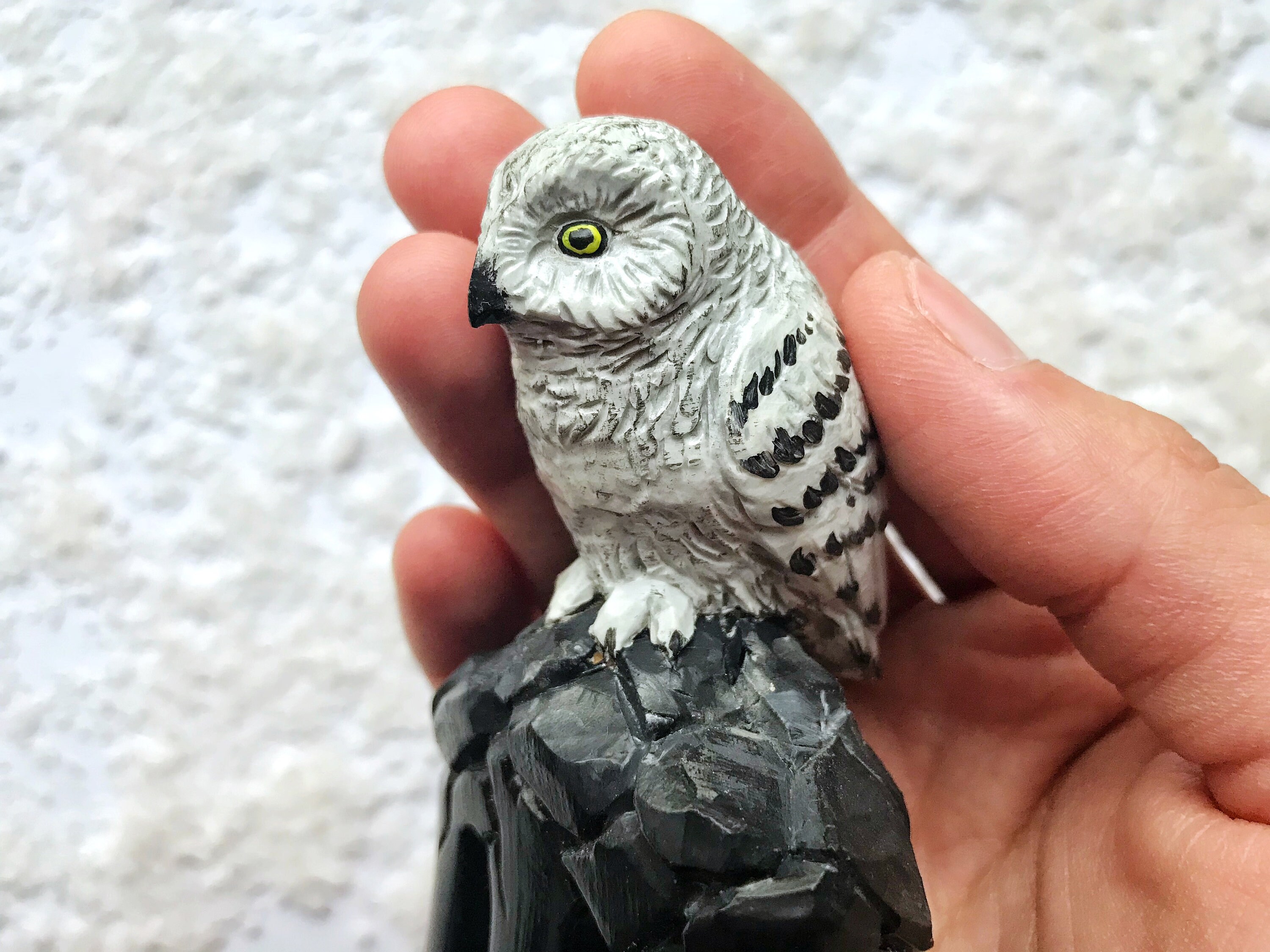 Hand Carved Wood Owl Hair Fork Artisan Made in Germany Hand Carved Wooden Barn Owl – the Otherist main image 3