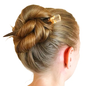 Wood Hair Stick: minimalistische haarspeld met bladgoudhars