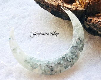 Hair fork, White crescent moon hair stick, lunar resin hair sticks, bun holder, hair barrette, hair accessories, Anniversary Gift for her