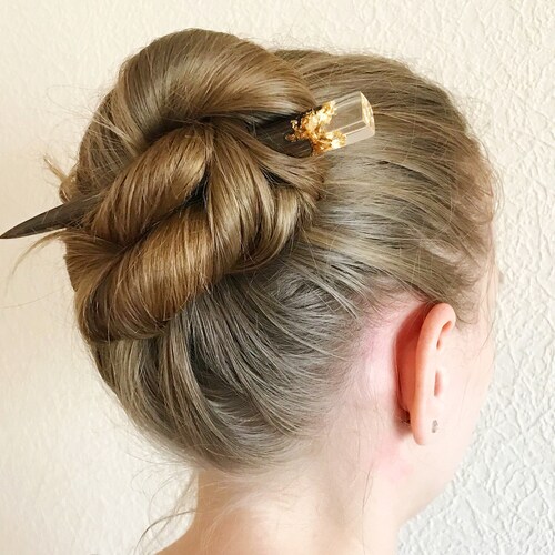 Minimalist Hair Stick Wooden Hair Pin With Resin and Gold - Etsy Minimalist Hair Stick Wooden Hair Pin With Resin and Gold - Etsy
