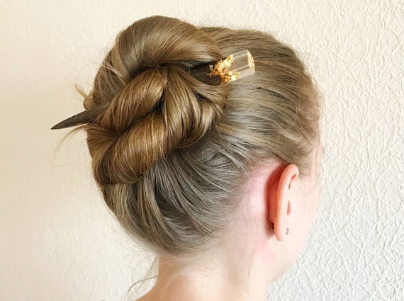 Minimalist Hair Stick Wooden Hair Pin With Resin and Gold - Etsy Minimalist Hair Stick Wooden Hair Pin With Resin and Gold - Etsy