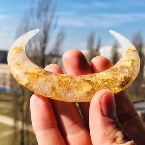 Crescent Moon Hair Stick: Gold Foil Celestial Hair Fork
