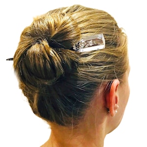 Wooden hair stick with resin top part, Hair clip wood, resin and silver foil, Resin hair jewelry, Hair accessories for women, Hair barrette