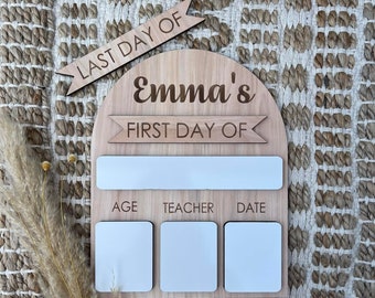 boho first day of school sign, last of school dry erase board,  1st day of school, first day of pre-k, 1st day of kindergarten, personalized