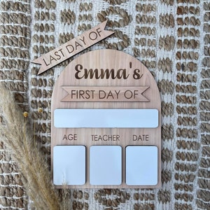 boho first day of school sign, last of school dry erase board,  1st day of school, first day of pre-k, 1st day of kindergarten, personalized