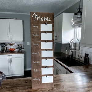 Clipboard menu sign, Kitchen menu, Farmhouse Style Menu with clips, Meal Planning board, weekly menu sign