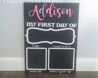 first day of school sign, first day of school chalkboard, 1st day of school, first day of preschool, 1st day of kindergarten, personalized