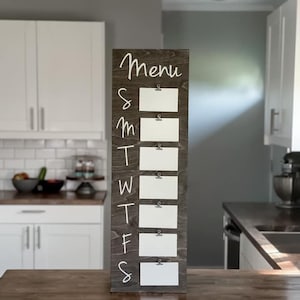 Clipboard menu sign, Kitchen menu, Farmhouse Style Menu with clips, Meal Planning board, weekly menu sign