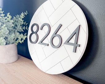 House Number Sign, Address Sign, Round House Number Sign, House Number Plaque, Modern Farmhouse Address Sign, Wood House Number Sign