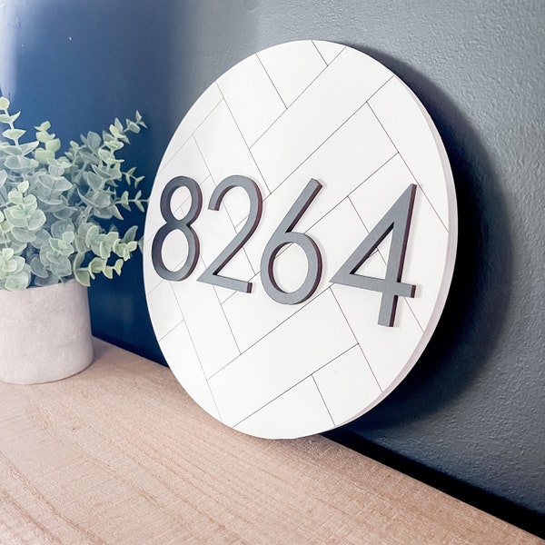 House Number Sign, Address Sign, Round House Number Sign, House Number Plaque, Modern Farmhouse Address Sign, Wood House Number Sign