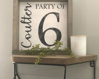 Party of 4 Sign, Party of 5, Party of Sign, Party of 6, Family Name Sign, Family Wall Decor, Family Number Sign, Large Family Sign,