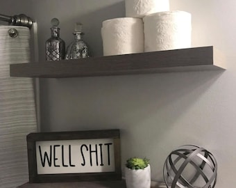 Well shit sign, Half Bathroom Decor, Funny Bathroom Sign, Funny Housewarming Gift, Master Bathroom Sign, Farmhouse Style Framed Wood Sign