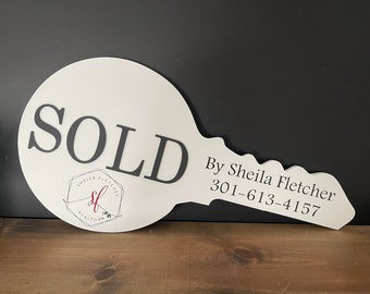 Large Sold Key Sign, Realtor Closing Gift, Sold Real Estate Agent Key, Closing Gift for Realtors, Real Estate Sold Key, Realtor Closed Sign