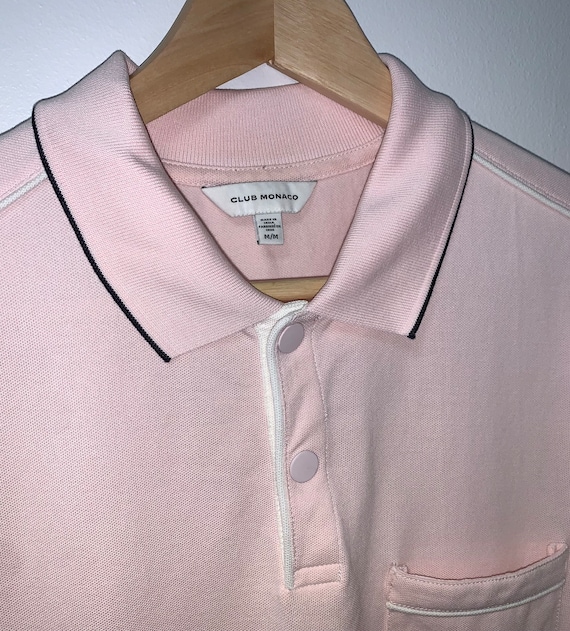 Club Monaco Mens Pink piped shoulder polo in very… - image 4