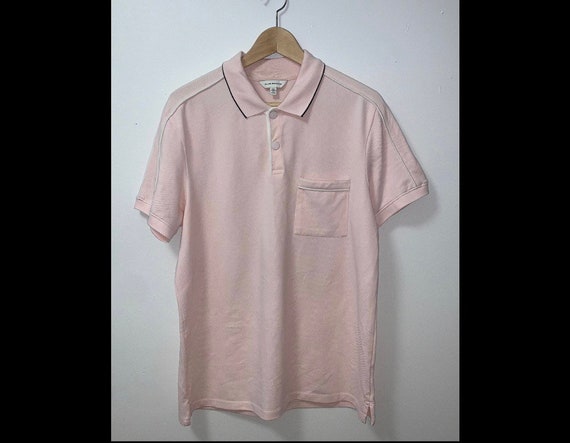 Club Monaco Mens Pink piped shoulder polo in very… - image 1