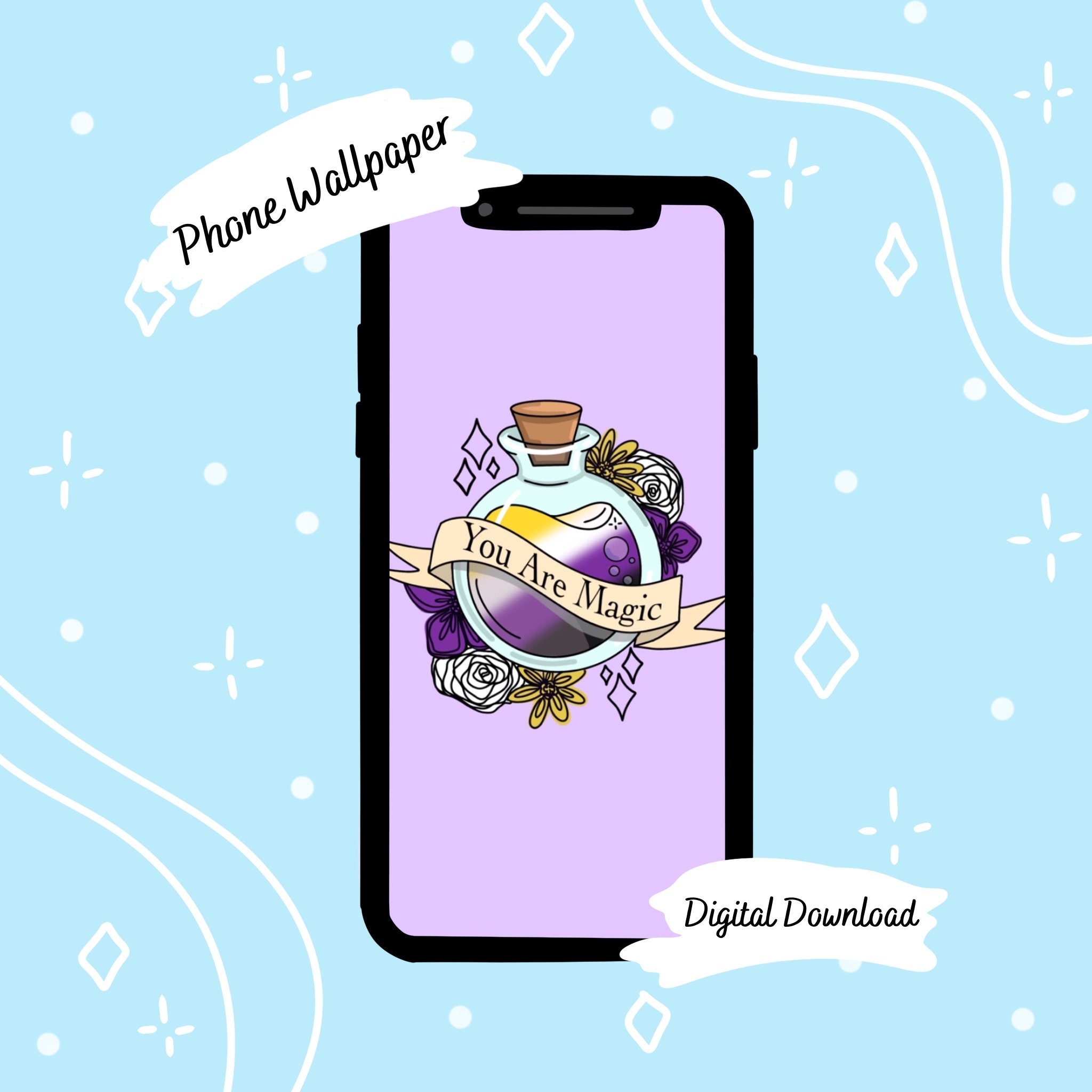 Fondo de pantalla para teléfono con la bandera del orgullo no binario, image size:2048x2048