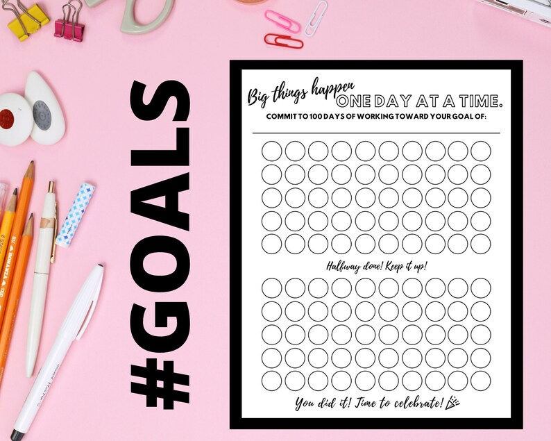 Realistic Daily Habit Tracker Printable 100 Day Habit | Etsy Realistic Daily Habit Tracker Printable 100 Day Habit | Etsy