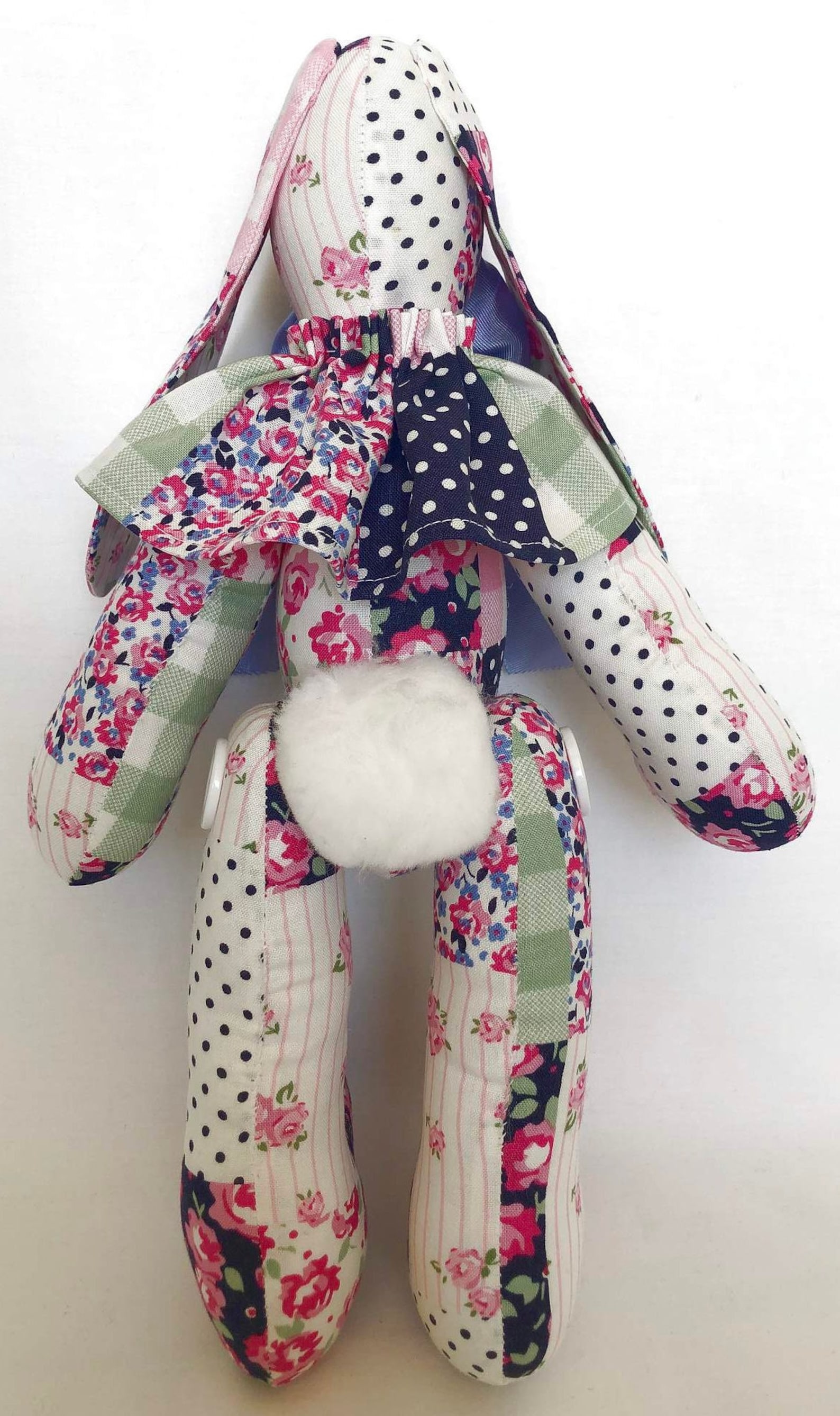 Handmade Bunny Made From Patchwork Fabric With Matching Collar and ...