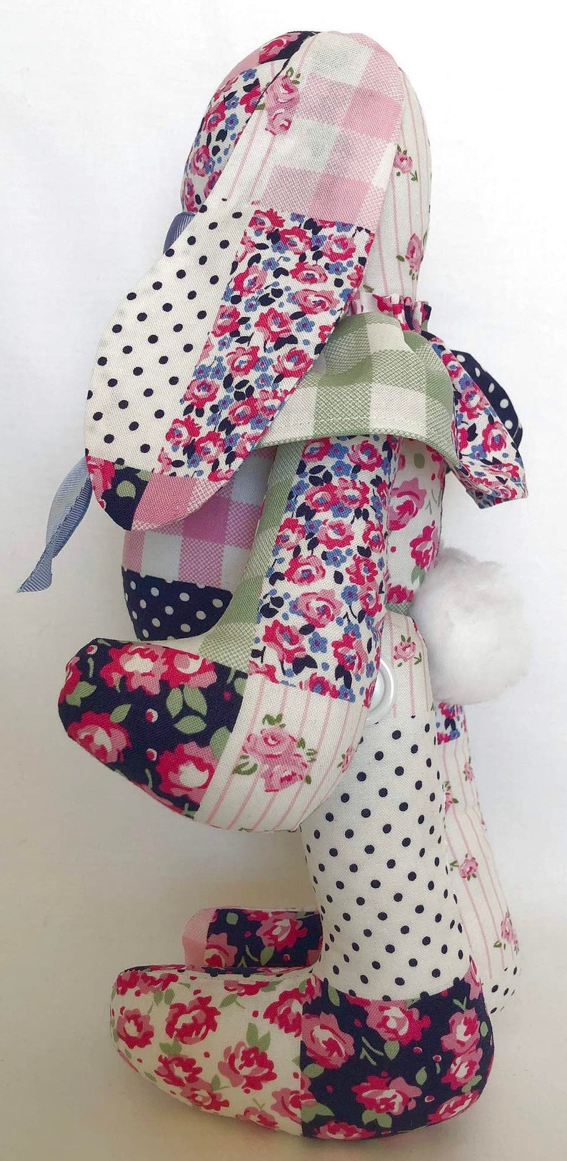 Handmade Bunny Made From Patchwork Fabric With Matching Collar and ...