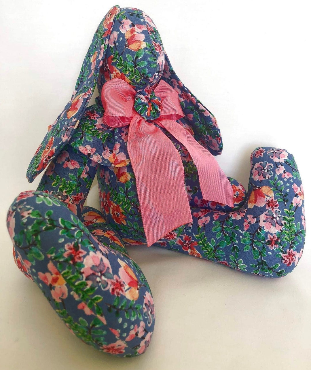 Periwinkle Rabbit Handmade Periwinkle Calico Bunny Rabbit With With Ruffle Collar, Pink ...