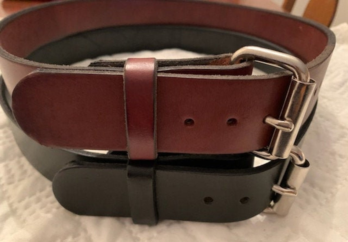 Amish Made Leather Belt for Men With Roller Buckle - Etsy