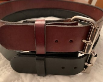 Amish Made Leather Belt for Men with Roller Buckle