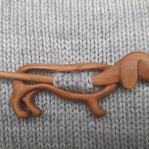 Boho wooden shawl pin, pin for scarf or wrap, dachshund shawl pin. image 6