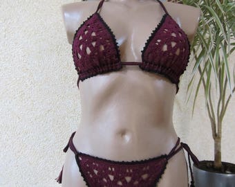 Crochet Bikini Set, Boho Swimwear, Cheeky Brazilian Style