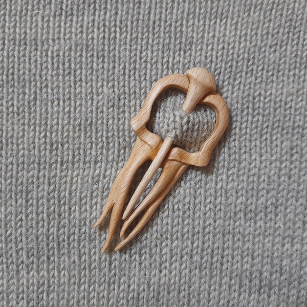 Boho wooden shawl pin, Jellyfish shawl pin, pin for scarf or wrap .