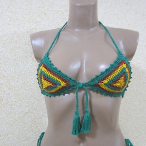 Rastafarian Badpak, Rasta Haak Bikini, Jamaicaanse Kleding, Boho haak outfit, Rastafarian Kleding, Strandmode, Boho Bikini, Boho