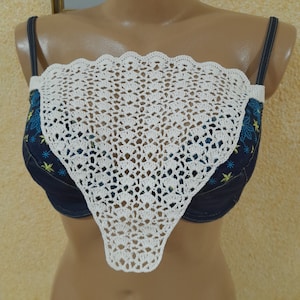 White Crochet Lace Modesty Panel: Cleavage Cover Bra Insert