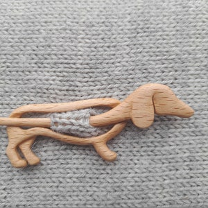 Boho wooden shawl pin, pin for scarf or wrap, dachshund shawl pin. image 3