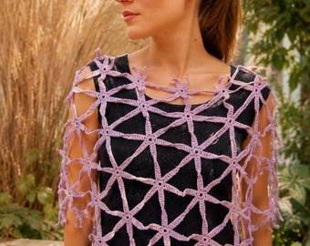 Lace Crochet Cotton Poncho: Women's Summer Boho Outfit