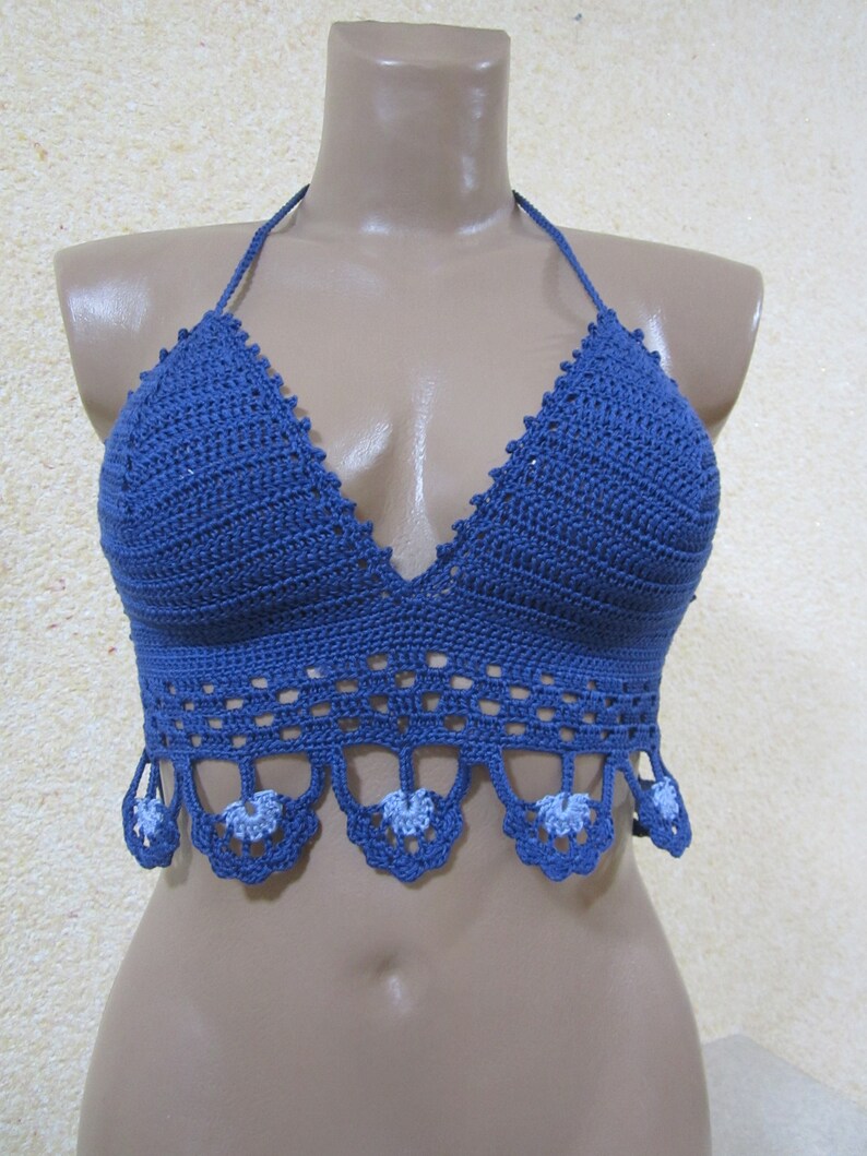 Crochet Bikini Top Blue Bikini Top Etsy