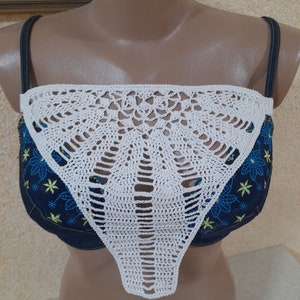 White Crochet Lace Modesty Panel: Cleavage Cover Bra Insert