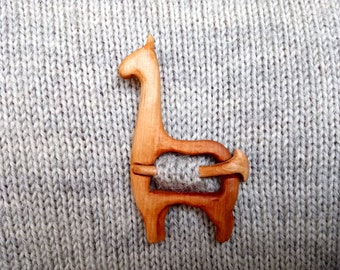 Boho wooden shawl pin, pin for scarf or wrap, llama shawl pin.