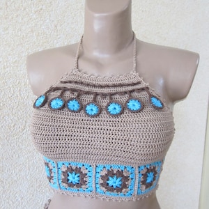 Boho Crochet Bikini Set, Grandma Square Crochet Bikini