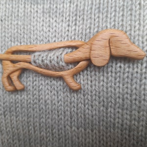 Boho wooden shawl pin, pin for scarf or wrap, dachshund shawl pin. image 10