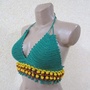 Rasta festival crochet top,tricolor crochet top,Jamaican crochet top,Jamaican festival,beach outfit,bohemian style,Rasta bikini crochet top