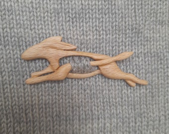 Boho wooden shawl pin, pin for scarf or wrap, rabbit shawl pin.