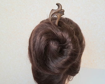 Haarnadel aus Holz, Nussbaum Holz Haargabel, zwei Zinken Haarnadel, Schalnadel, Haarstab, Haargabel, Haarschmuck für lockiges Haar, Geschenk für sie.