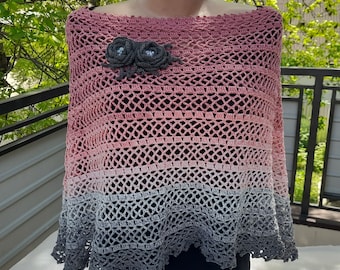 Hand Knitted Boho Crochet Poncho: Sheer Summer Cape