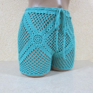 Pantaloncini da spiaggia all&#39;uncinetto, pantaloni all&#39;uncinetto, pantaloncini estivi, abiti da festa, pantaloncini da spiaggia da donna, pantaloncini all&#39;uncinetto in rete, pantaloncini in pizzo all&#39;uncinetto