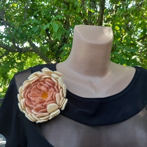 Felted Flower Brooch: Handmade Merino Wool Peony Pin