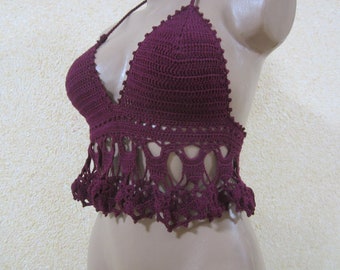 Top bikini all'uncinetto, Top halter festival