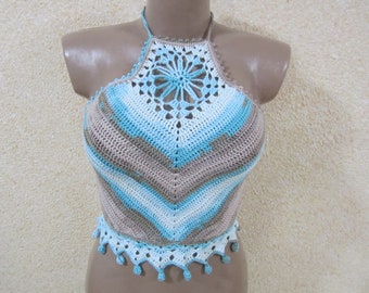 Top bikini all'uncinetto, top da festival